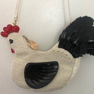 BETSEY JOHNSON White Rooster Purse